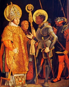 Incontro dei santi Erasmo e Maurizio, cm. 226 x 176, Alte Pinakothek, Monaco.